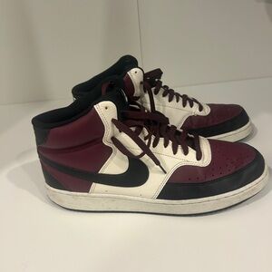 Nike Black and Burgundy High-Top Sneakers